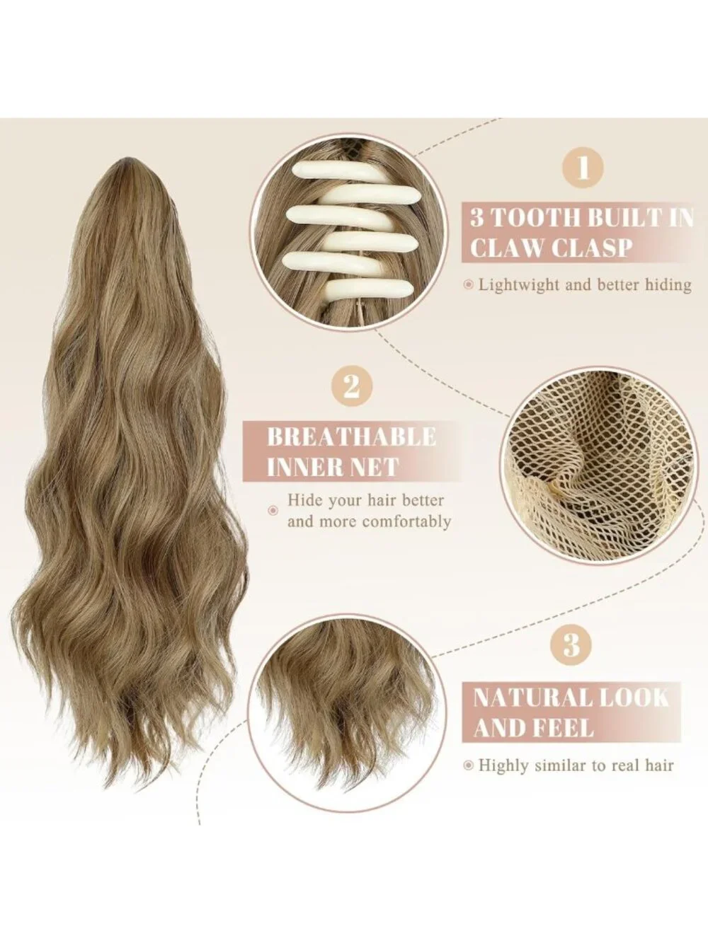 Long Curly Wavy Ponytail Extension - 16
